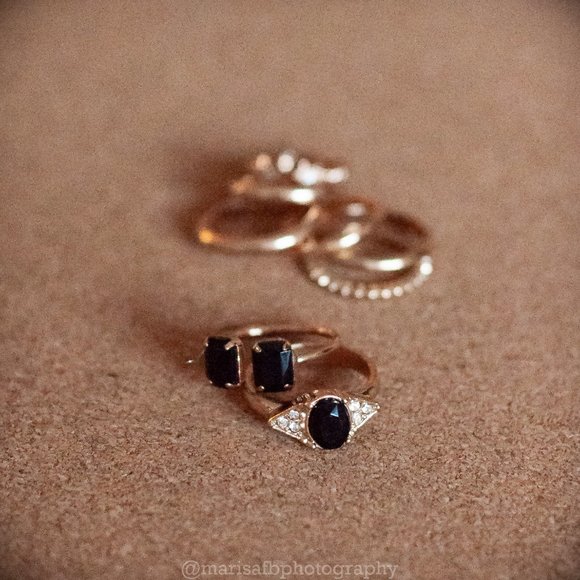 Gold and Black stackable Rings - Picture 2 of 2